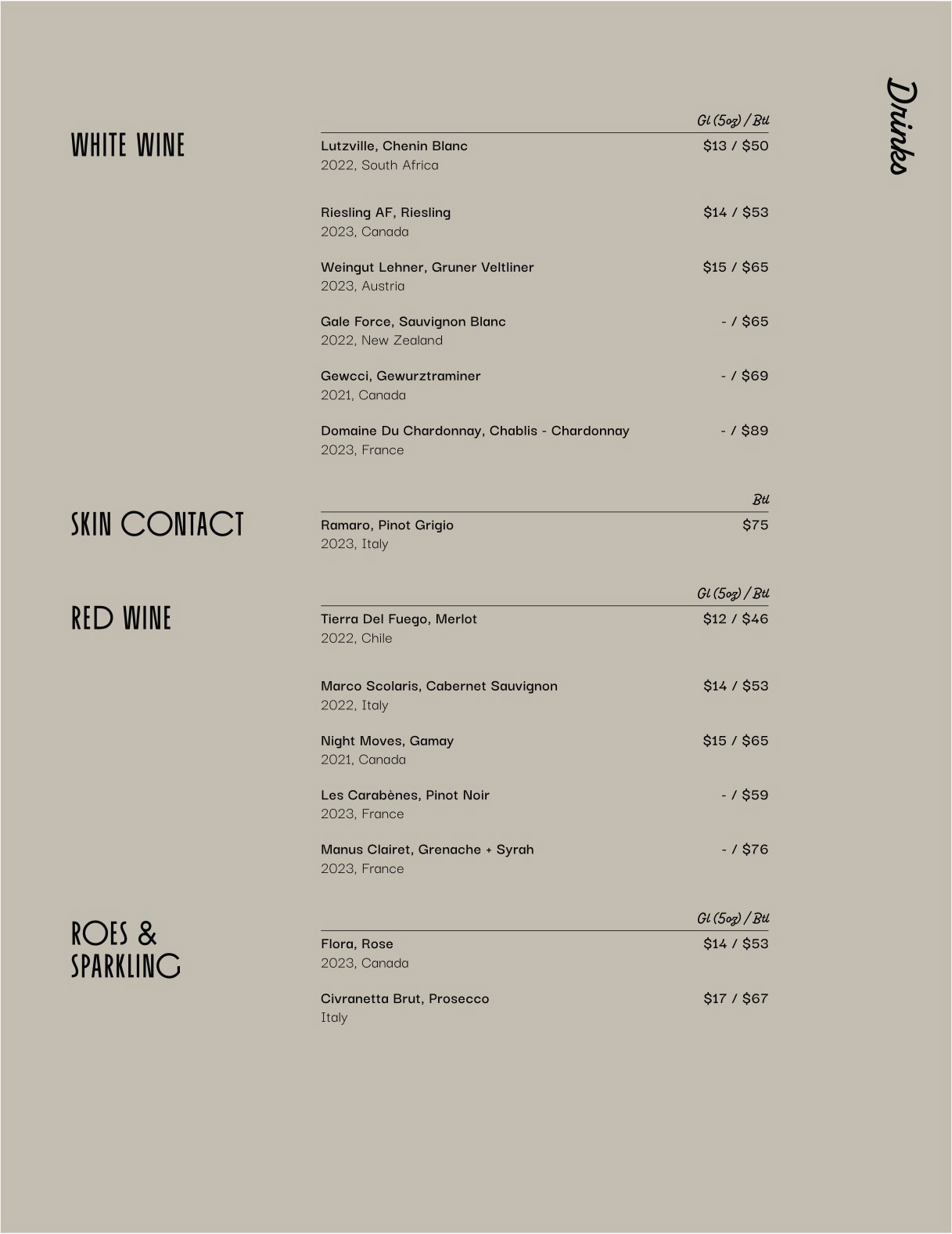 Same Same Drinks Menu Page 2